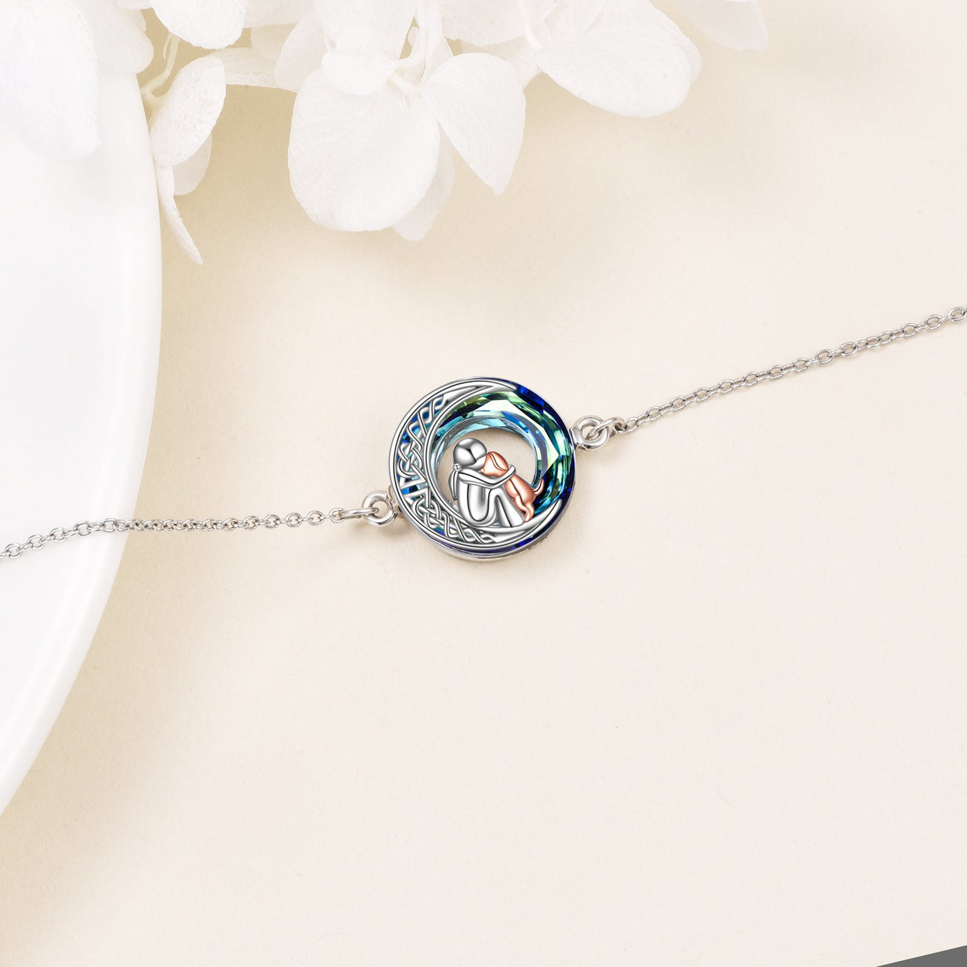 Adjustable Lucky Bracelet made of Sterling Silver with Dog Motif