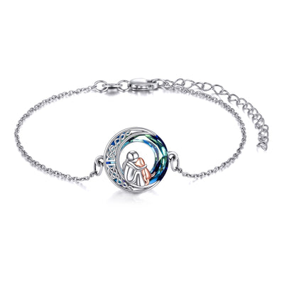 Adjustable Lucky Bracelet made of Sterling Silver with Dog Motif