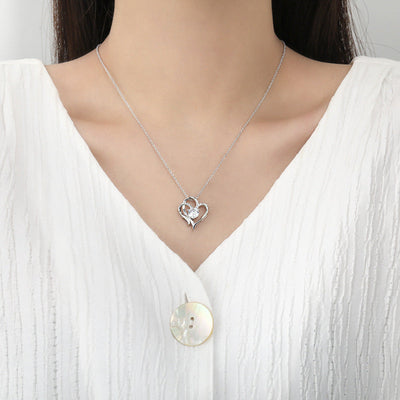 Double Heart Necklace with Zirconia