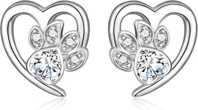 Earrings with Paw Prints & Heart – Pet Lover Jewelry