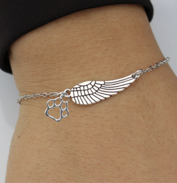 Angel Wings & Paw Print Bracelet