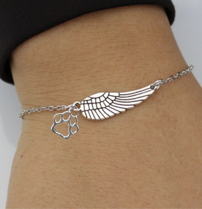 Angel Wings & Paw Print Bracelet
