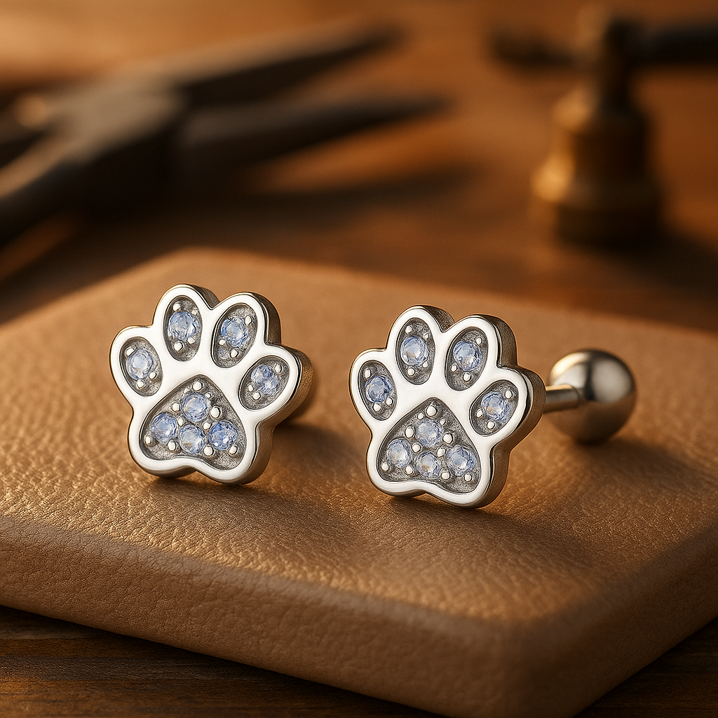 Paw Print Earrings – Crystal Accent