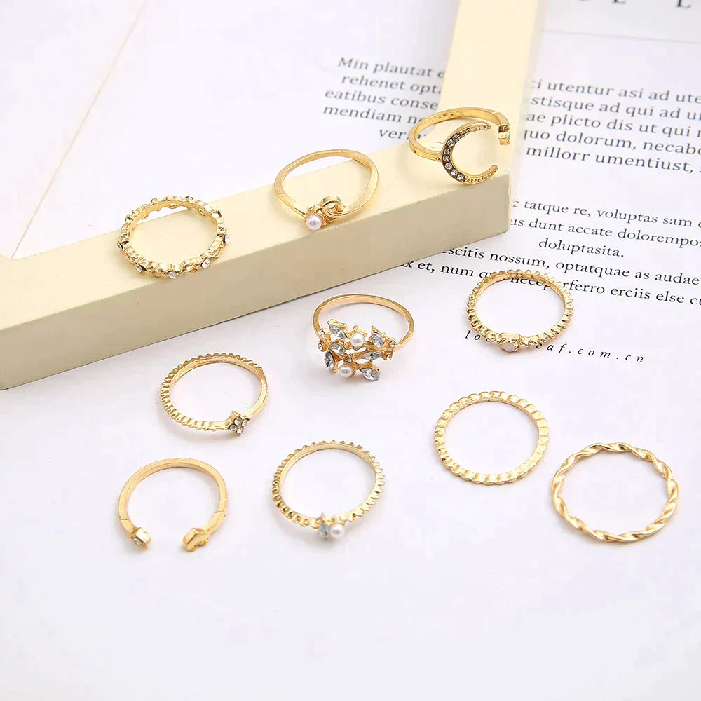 Pack of 10 Rings | Bohemian Silver and Gold Rings