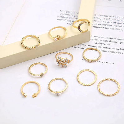 Pack of 10 Rings | Bohemian Silver and Gold Rings
