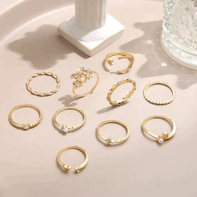 Pack of 10 Rings | Bohemian Silver and Gold Rings