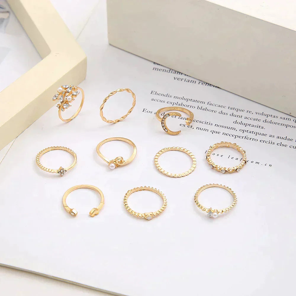 Pack of 10 Rings | Bohemian Silver and Gold Rings