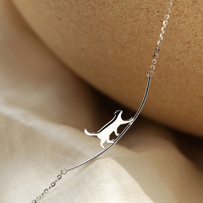Climbing Cat - Silver Necklace