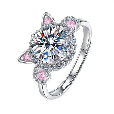 Adjustable Cat Ring with Zirconia – Cute Women's Ring
