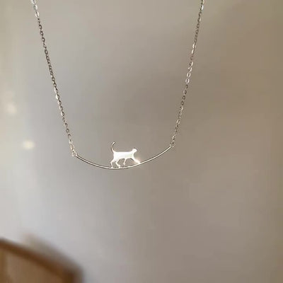 Climbing Cat - Silver Necklace