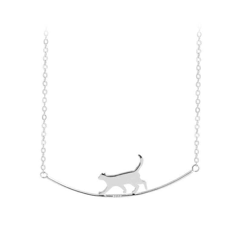 Climbing Cat - Silver Necklace