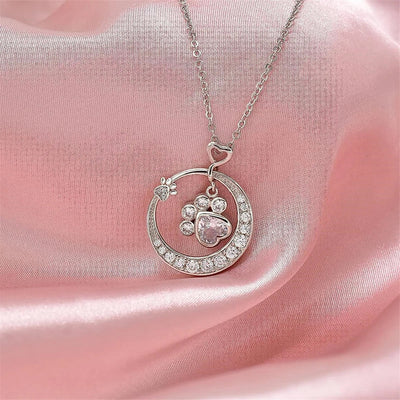 Dog Paw Necklace Made of Silver with Zirconia