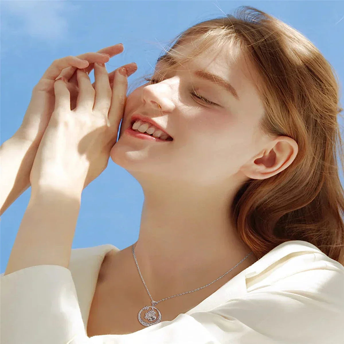 Dog Paw Necklace Made of Silver with Zirconia