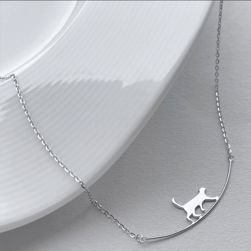 Climbing Cat - Silver Necklace