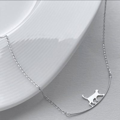 Climbing Cat - Silver Necklace