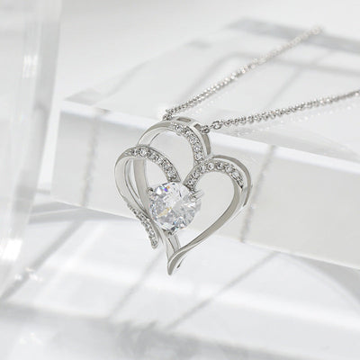 Double Heart Necklace with Zirconia