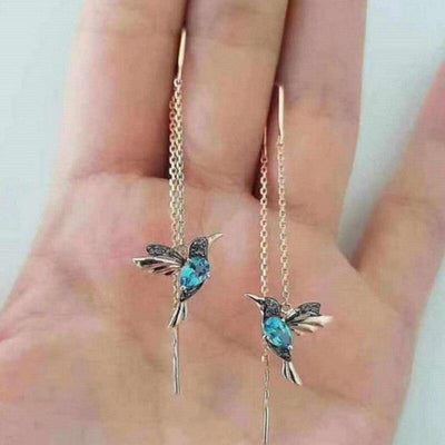 Hummingbird Earrings - Enamel & Zirconia