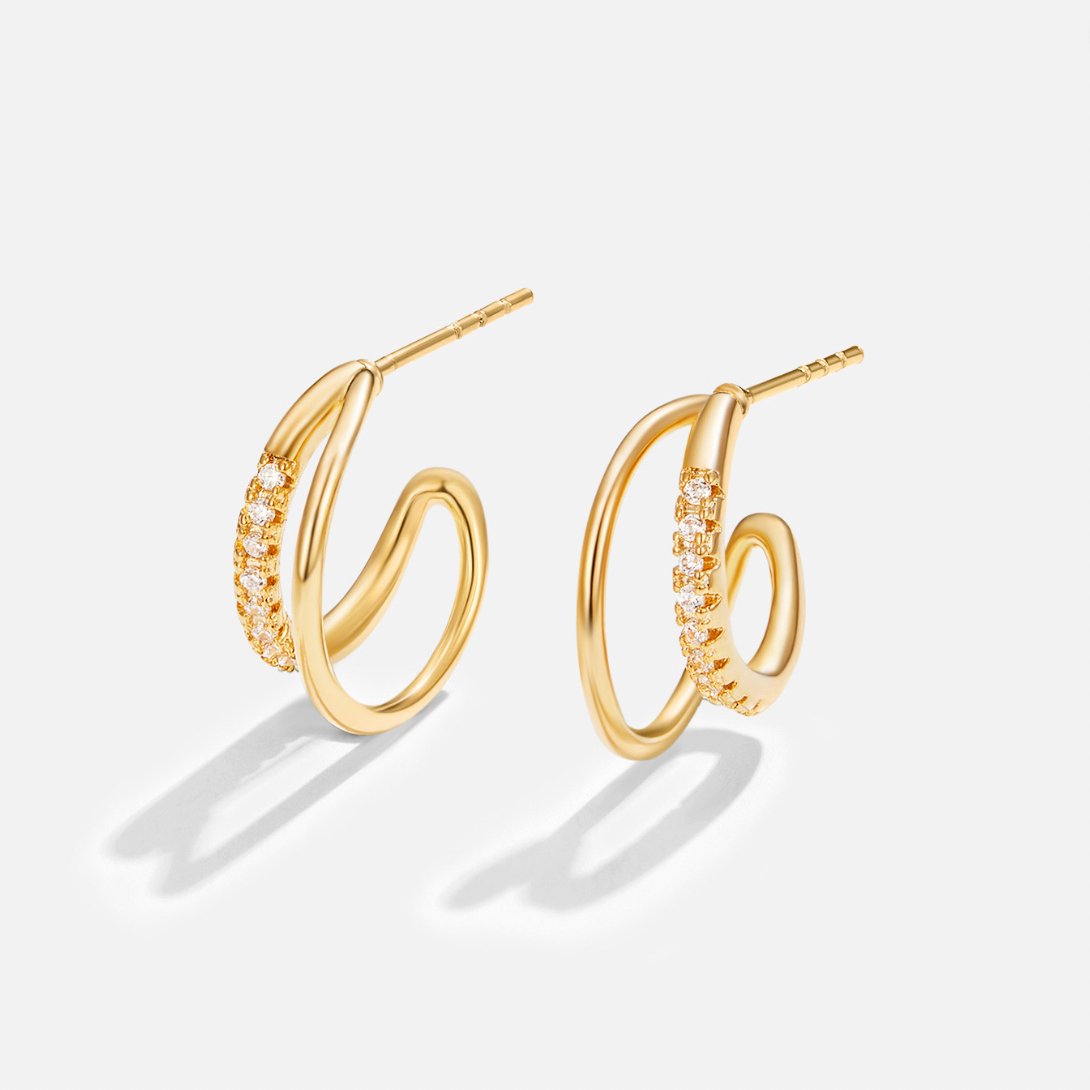Elizabeth Crystal Double Hoop Earrings