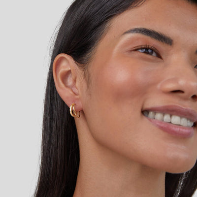 Elizabeth Crystal Double Hoop Earrings