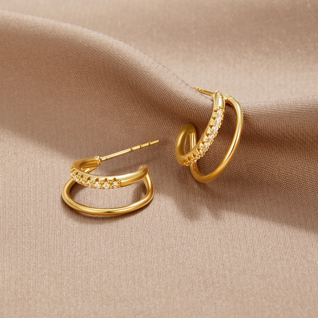 Elizabeth Crystal Double Hoop Earrings