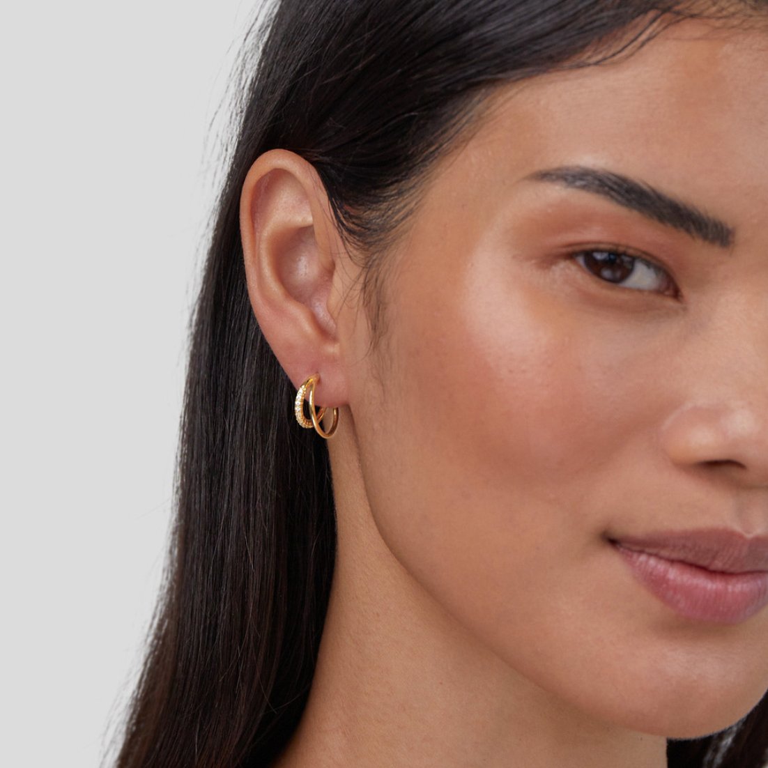 Elizabeth Crystal Double Hoop Earrings