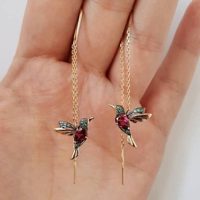 Hummingbird Earrings - Enamel & Zirconia