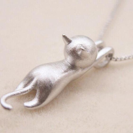 Sterling Silver – Playful Cat Necklace